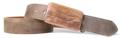 FRONHOFER hochwertiger Trachtengürtel mit Nussbaumholz Schnalle, Hirsch, 4 cm, 19269, Größe:Körperumfang 100 cm/Gesamtlänge 115 cm, Farbe:Braun