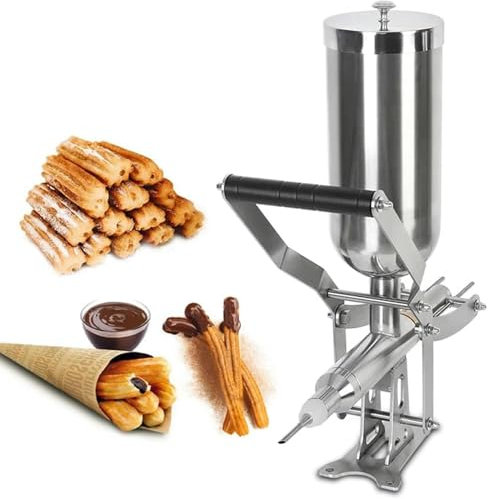 Commercial Spanish Churro Maker 4.5L Manual Churro Filler Latin Fruit Churro Jam Filling Machine Donut Filler Machine, Stainless Steel Donut Filler for Kitchen Restaurant~/