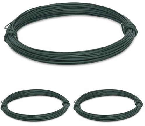 Windhager Gartendraht, Blumendraht, Bindedraht, Pflanzendraht, Basteldraht, verzinkt und ummantelt, Grün, 20 m x 2 mm (Packung mit 3)