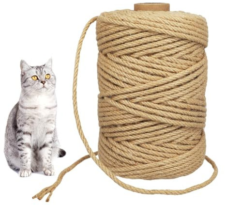 Corda in sisal da 100 m per tiragraffi per gatti, 6 mm, per progetti fai da te, riparazione dell'albero del gatto, impacchettamento da giardinaggio, decorazione artigianale