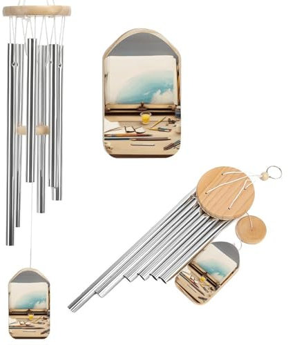 Kreatives Schreibtisch-Windspiel für draußen, einzigartige Aluminiumrohre, Gedenk-Windglocke, groß, tiefer Ton, Windspiel für Terrasse, Garten, Dekoration, Geschenk für Mutter, Frauen, Nachbarn