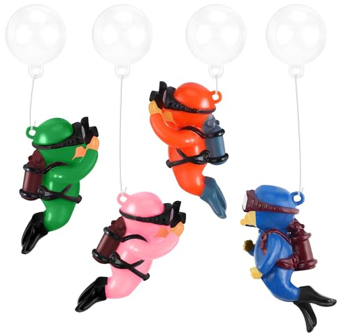 YiliYa Aquarium Deko, 4 Stück Aquarium Dekoration Schwimmende Fischspielgefährte für Aquarien süßer Kleiner Taucher Interessantes Zubehör Fish Tank Ornaments Landschaft