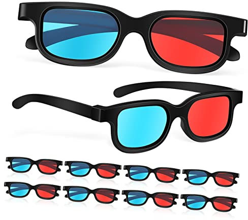 DOITOOL Lunettes 3d Rouges Et Bleues En Plastique Léger Pour Garçon Et Filles Et Adultes, Compatible Cinéma Maison Et Projecteur, Lot De 10, Confort Avec Plaquettes Nasales Antidérapantes