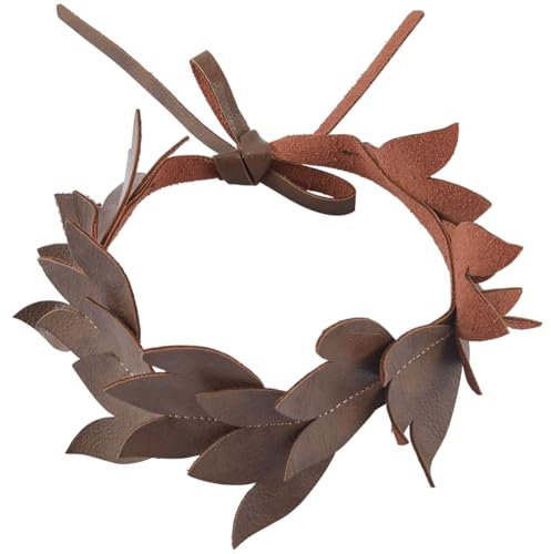 GORGECRAFT Serre Tête Médiéval en Cuir PU Couronne de Vigne Couronne de Feuilles Coiffe de Fée Diadème D'Elfe Costume de Cosplay Couronne pour Fête d'halloween Photographie Mariée pour Femmes