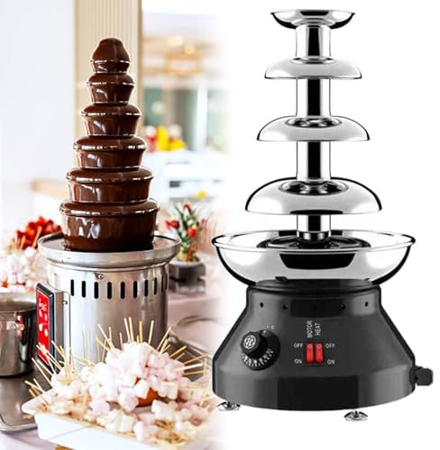 GESAIDES Fontaine à Chocolat, Fontaine à Fondue au Chocolat, pour Fête, Anniversaire, Mariage, Chocolat, Nachos, Fromage, Sauce Barbecue, liqueurs,4tiers-Black