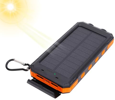 Rrlihjgu Caricabatterie Solare, Caricatore Telefono Wireless, Power Bank 20000mAh con Ricarica Wireless Rapida e Torcia Integrata per Campeggio Escursionismo e Attività All’aperto