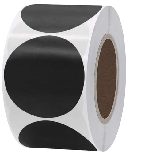 500 Stück Runde Aufkleber Schwarz, 50 mm Selbstklebende Markierungspunkte, Farbkodierung Etiketten Punktaufkleber, Klebeetiketten Klebepunkte für DIY Büro Kalend, Round Adhesive Dot Sticker Black