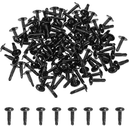 sourcing map 120Pcs ST4.2 x 16mm Pan Head Self Tapping Screws, Galvanized Carbon Steel Self Drilling Screws for Metal Sheet Metal Screw, Black