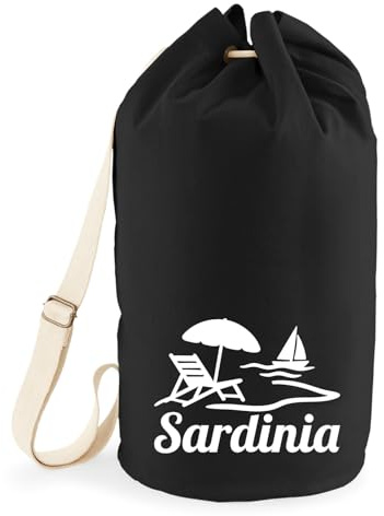 Huuraa Seesack Sardinia Italien 20 Liter Black Baumwolle Rucksack Geschenkidee