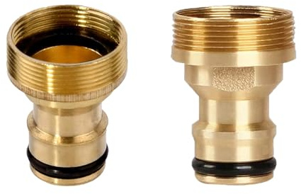 LEMLIN 2 Piezas de Conector Universal para Grifo Mixto, Adaptador Manguera Grifo, Tornillo Interior M22, Tornillo Exterior M24, Durable Latón, Sin Fugas