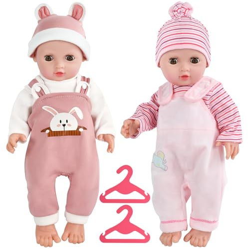 2 Piezas Ropa para Muñecas Bebé, Conjunto de Ropa de Muñeca, Accesorios para Muñecas con Gorro Pantalones Manga Larga Percha, Ropa de Muñecas, Ropa para Muñecos Bebé de 35-43 cm