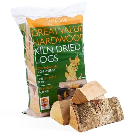 Certainly Wood Kiln Dried Hardwood Logs, 25cm Length, 10kg Bags, Ready to Burn for Stoves and Fireplaces (1 Bag)