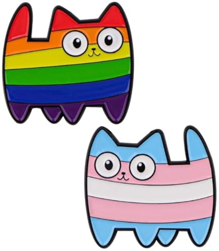 JchEnye 2er-Set LGBTQ Regenbogen-Katzen-Pins, Pride Month Accessoires, Rucksack & Kleidung Anstecker, Kreative Solidaritäts-Geschenke