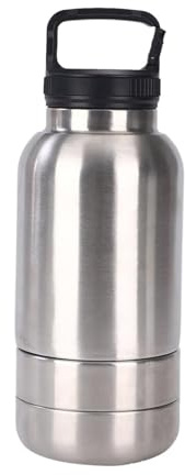 Dog Travel Water Bottle, 3In1 Portable Dog Water Bottle, Stainless Steel Insulated Puppy with Detachable Food Bowl & Water Bowl, 1L Multifunctional Dogs Travel Water Bowls for Outdoor (C, 1L)