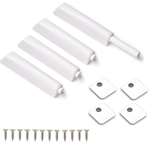 4 Stück Drucktüröffner Push to Open Softclose Türdämpfer Weiß | Türschließer Magnetische Schranktür Dämpfer mit Schrauben Drucktüröffner Druckschnapper für Schränke und Türen