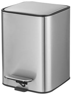 ETHATYR Poubelle à Pédale 50L en Acier Inoxydable - Fermeture Douce & Seau Amovible - Rectangulaire pour Cuisine, Bureau, Salle de Bain - Argent(5L)