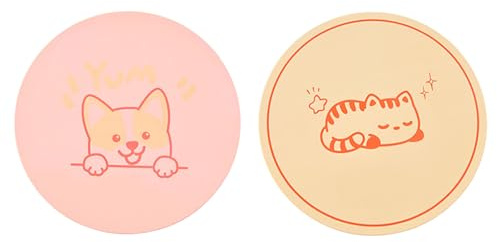 2 Stück Napfunterlage Katzen Hundenapf Rund, Silikonmatte Futternapf Unterlage rutschfest, Futtermatte Katzen 16cm, Wasserdichter Bodenschutz, Topflappen Hunde Geeignet für Mittlere