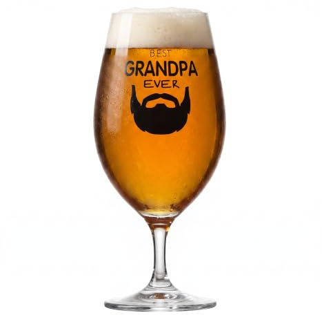 Krosno Bierglas 400 ml, 1 Stück mit Aufschrift – Geschenk für den Großvater – personalisiertes Glas für ihn – bleifreies Kristall, dekorativ