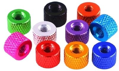 Tuercas moleteadas, Tuerca moleteada de aleación de aluminio M3.5, tuerca de apriete manual, tuercas de orificio pasante(Green,M3.5 10pcs)