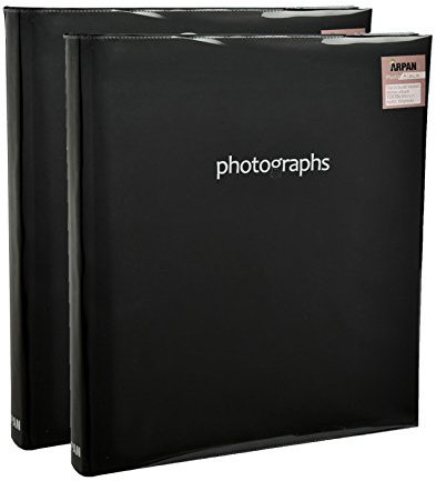 Black Memories Photo Album 5 x 7'' /13x18cm 120 Photos Large Slip in Photo Album Memo Book - with Index Page/DVD Pockets Pack of 2 (Black)