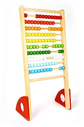 edu fun 20007 I Abakus für Kinder I Rechenrahmen groß I 9 Farben I Holz-Rechenrahmen I Rechenschieber I Kinder I Schule I Abacus I Schüler-Rechenschieber I 44.5 x 24 x 90cm