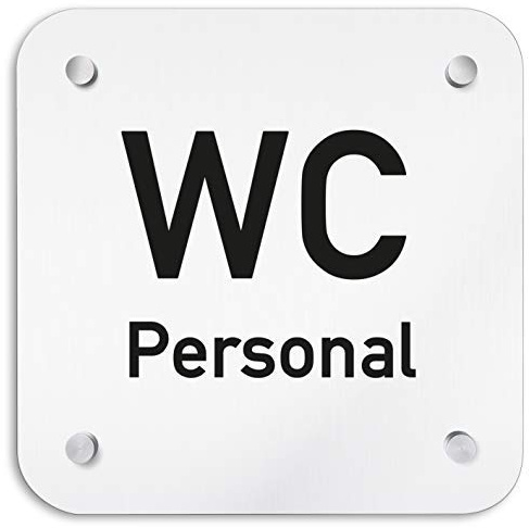 Türschilder24 Aluminium Wandschild 200 x 200 mm • WC Personal • Hinweisschild - Türschild aus 1,5 mm starkem Aluminium • Inklusive Befestigungsmaterial + Wandmontage