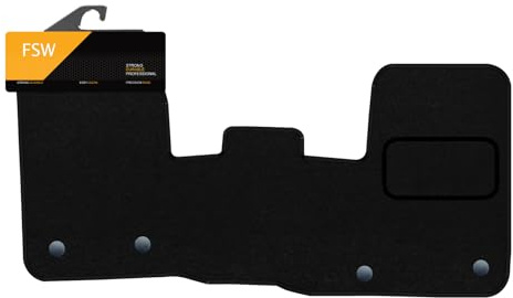 FSW Tailored Van Mats Fits Ford Transit Custom 2019-2023, Carpet, Black | Custom Tailored Fit, Anti-Slip, Fitted With Clips, drivers side holes Parallel