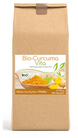 CELLAVITA Curcuma Vita | Curcuma in polvere e pepe nero | Curcuma biologica | Zenzero giallo/Zafferano (300 capsule)