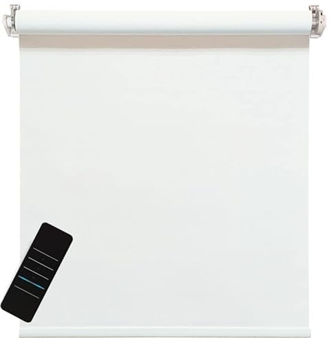 Elektrisches Rollo, weiß, 100% Blickdicht, inkl. Akku-Motor & Sender, 110x160 cm (1 ST)