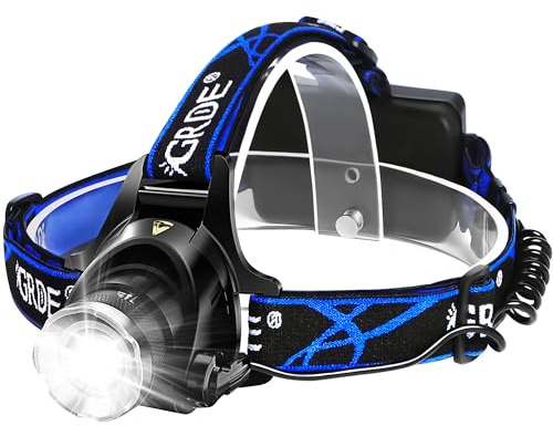 OEUUDD Headlamp, Upgrade 8000 High Lumens Ultra Bright Headlamp, 3 Modes Micro-USB Rechargeable LED Work Headlight Waterproof Flashlights Headlamps for Adults Running Camping Fishing Hiking Biking
