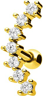 PIERCINGLINE Ohrpiercing aus Chirurgenstahl - Piercing Schmuck mit 7 eingefassten Kristallen in 3 Farben