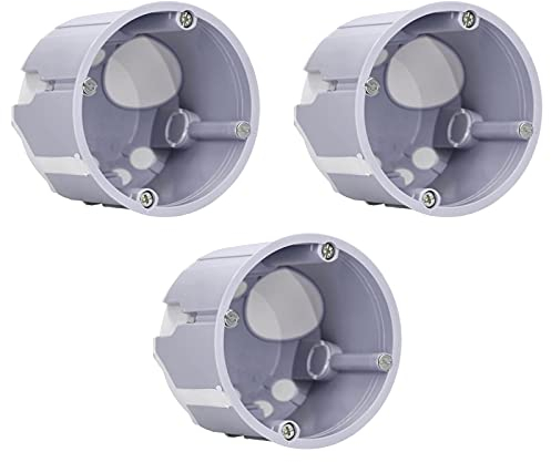 Voxura Schallschutzdose 2K Hohlwand-Gerätedose Schallschutz-Gerätedose Verbindungsdose Schalterdose winddicht Ø 68mm 60,5mm Tiefe tief M25 HW Grau 3 Stück