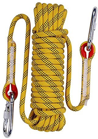 QHY Kletterseil, 8 mm, 90 m, 180 m, 220 m, 320 m, 450 m, statisches Abseilseil, Fluchtseil, Eiskletterausrüstung, Feuerrettung, Fallschirmseil, Farbe: Gelb, Größe: 10 m x 8 mm