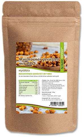 Mynatura Giant Corn Maiskörner geröstet mit BBQ I Getreide I Mais I Salzig I Snack I Vegan I Knusprig I Knabbern I Beutel (3x 1000g)