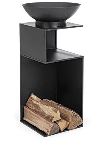 Decorspace Brasero haut « Efesto » porte bûches de jardin en acier verni moderne