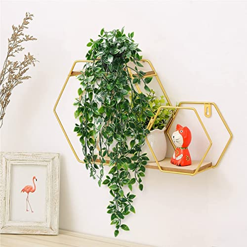 Artificial Plant Eucalyptus Set of 1 Decorative Artificial Hanging Plants | Dremisland Fake Ivy Vines Greenery with Pots Faux Trailing Plants for Home Garden Office Shelf Wall Decoration