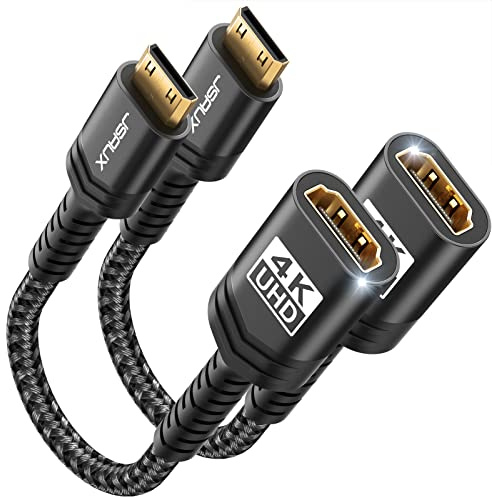 JSAUX Adaptateur Mini HDMI, 【Paquet de 2】 Adaptateur Mini HDMI mâle à HDMI Femme avec 4K@60hz HDR 3D, Compatible avec Carte graphique, Raspberry Pi Zero W, HDTV, Tablette, Projecteur (Noir)