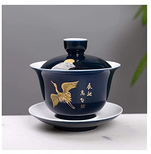 Teapot Gongfu Tea Ceramic Cover Creative Kung Foot Tea Set Tea Cup Blue Teacup Palace Tea Set in Chinese (Color : 4)