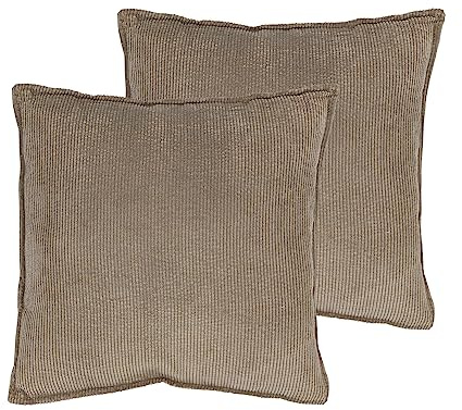 Spetebo Cord Dekokissen 2er Set je 45 cm - Kokosnuss braun - Zierkissen mit Füllung und Bezug - Kordsamt Kissen Sofakissen Couchkissen Kuschelkissen Komplettset