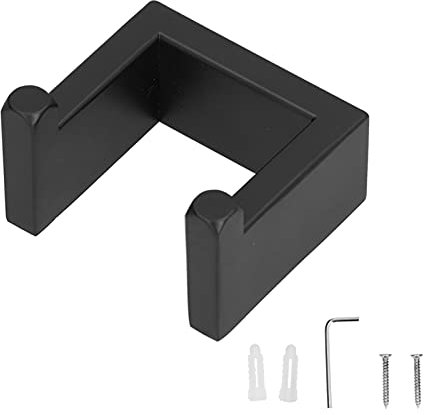 HERCHR Porta Asciugamano Doppio per Accappatoio, Porta Asciugamano da Bagno con Montaggio a Parete in Acciaio Inossidabile Gancio Doppio Appendiabiti Resistente alla Ruggine Porta Asciugamani Nero