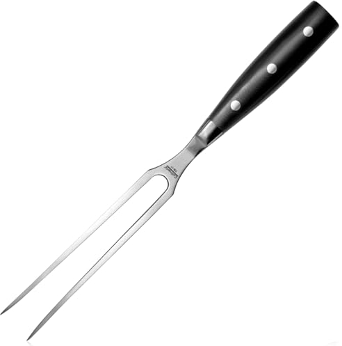 Culinaris Fleischgabel, Gabellänge 19 cm aus lebensmittelfreundlichem rostfreiem Edelstahl. Bratengabel Grillgabel mit dreifach genietetem ergonomischen Hartharz Griff