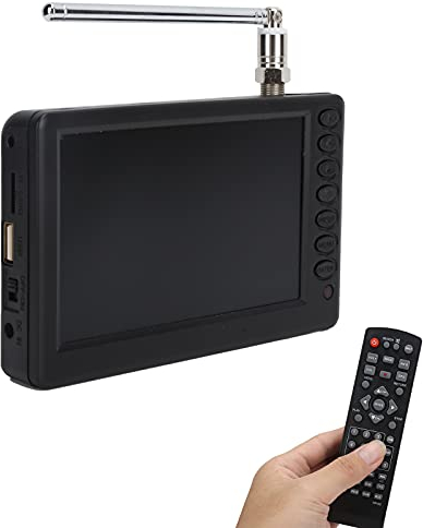 DIXII TV Digital ATSC de 5 Pulgadas, 1080P HD TFT LED Televisión Portátil Recargable Con Soporte Compacto, USB, Entrada de Tarjeta TF, Para Auto, Camping y Cocina