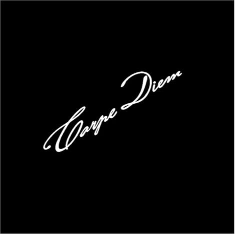 QYPF 14,4 cm * 8,5 cm Moda Carpe Diem Proverbio inglés Parabrisas Vinilo Pegatina de Coche Negro Plata C15-1198 (Color : Silver)