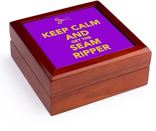 3dRose Keep calm and get the seam ripper, Purple and Yellow, Jewelry Box jb-172005-1