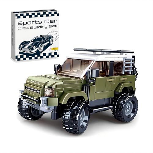 HIGH GODO Jeep Offroad Auto Klemmbausteine, City Champions Modell Speed Geländewagen mit Stoßdämpfer 317 Teile 1:35, Geschenke für ab 14 Jahren