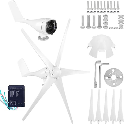 ZHOZHUT 100W-400W Wind Turbines Windmill Generator With Controller 12V / 24V Wind Power Generator 5 Blades Auto Adjust Windward Direction For Home Electricity, Outdoor, Surveillance,100W,12V