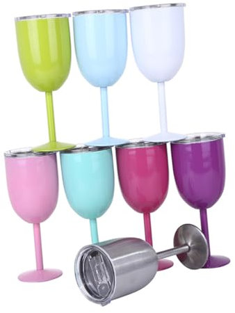 Cabilock Copas De Vino Blanco y Acero Inoxidable Onzas Con Tapa Para Eventos y Uso Diario