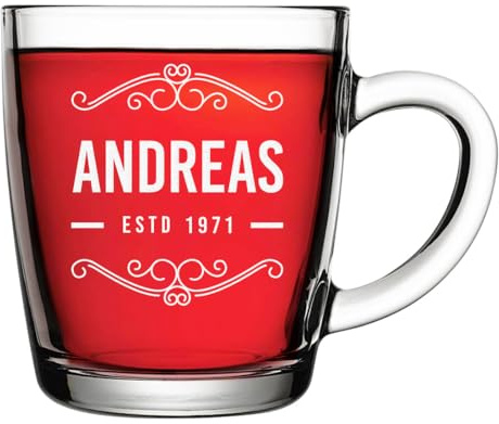 polar-effekt Glastasse für Tee 340 ml mit personalisierter Gravur - Kaffeeglas für Kaffee, Cappuccino und Espresso - hält warm und kalt - BPA-Frei