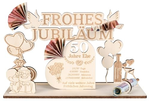 Minisona Geldgeschenk zur Goldenen Hochzeit, 50.Hochzeitstag Geschenk für Eltern & Großeltern, Originelles Jubiläumsgeschenk zum 50. Hochzeitstag (50)