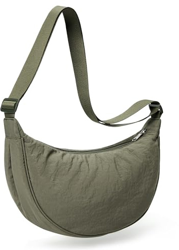 KALIDI Crossbody Bag Damen Groß Half Moon Bag Nylon Hobo Bag | Handtasche Damen Umhängetasche Schultertaschen mit verstellbarem Gurt